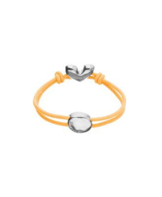 Orange Elastic Thread Sterling Silver Plated Bracelet with Heart