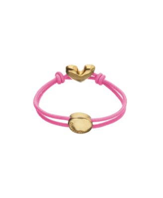 Pink Elastic Thread 18K Gold Plated Bracelet with Heart