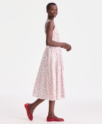 Women's Square-Neck Seamed Fit & Flare Midi Dress