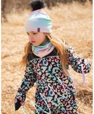 Girl Mid-Season Mittens in Polyester Black Animal Print - Toddler|Child