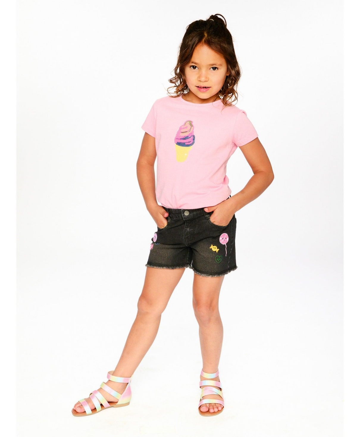 Deux par Deux Toddler Girls Cotton Jersey Ice Cream T-Shirt Pink - Toddler|Child