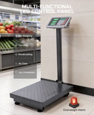 Digital Platform Floor Scale with LCD Display, 660 lbs Capacity, 0.1 lb Accuracy, Foldable Design