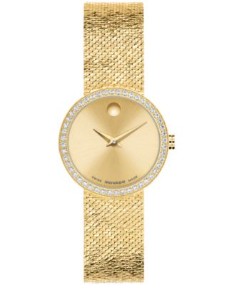 Women's Museum Velura Lab Grown Diamond Swiss Quartz Light Yellow Pvd Steel Watch, 25mm