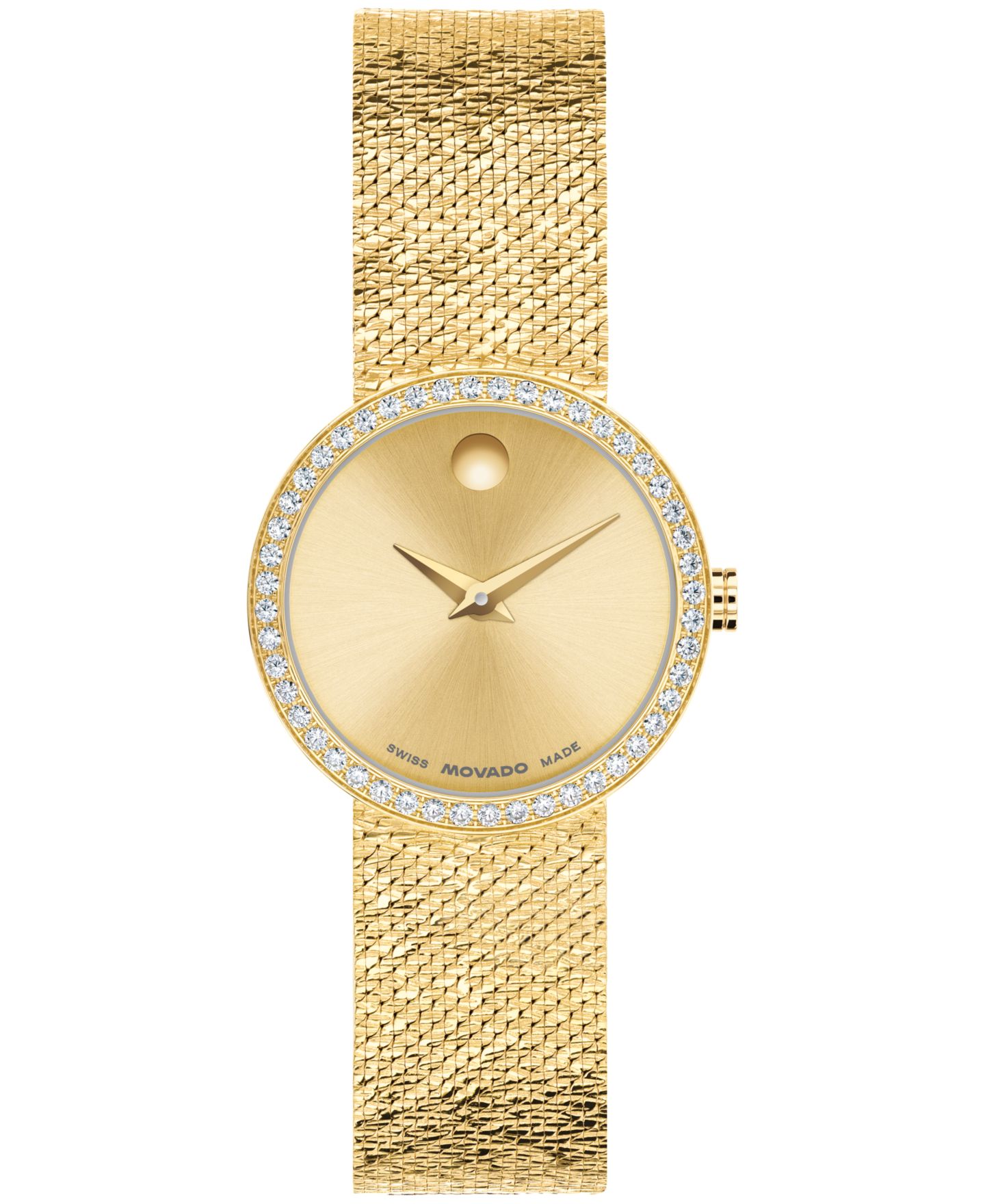 Женские часы Movado Museum Velura Lab Grown Diamond Swiss Quartz Light Yellow Pvd Steel Watch, 25mm — фото 1
