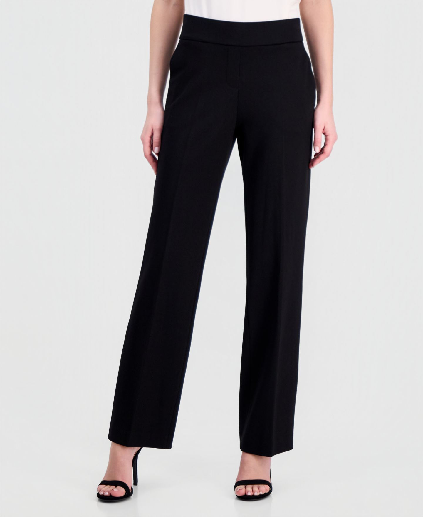 Женские брюки Anne Klein Compression Mid-Rise Pull-On Slash-Pocket, цвет: Чёрный — фото 2