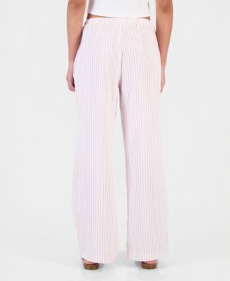 Juniors' Cotton Gauze Striped Beach Pants