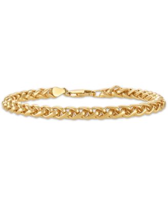 Wheat Link Chain Bracelet in 14k Gold-Plated Sterling Silver