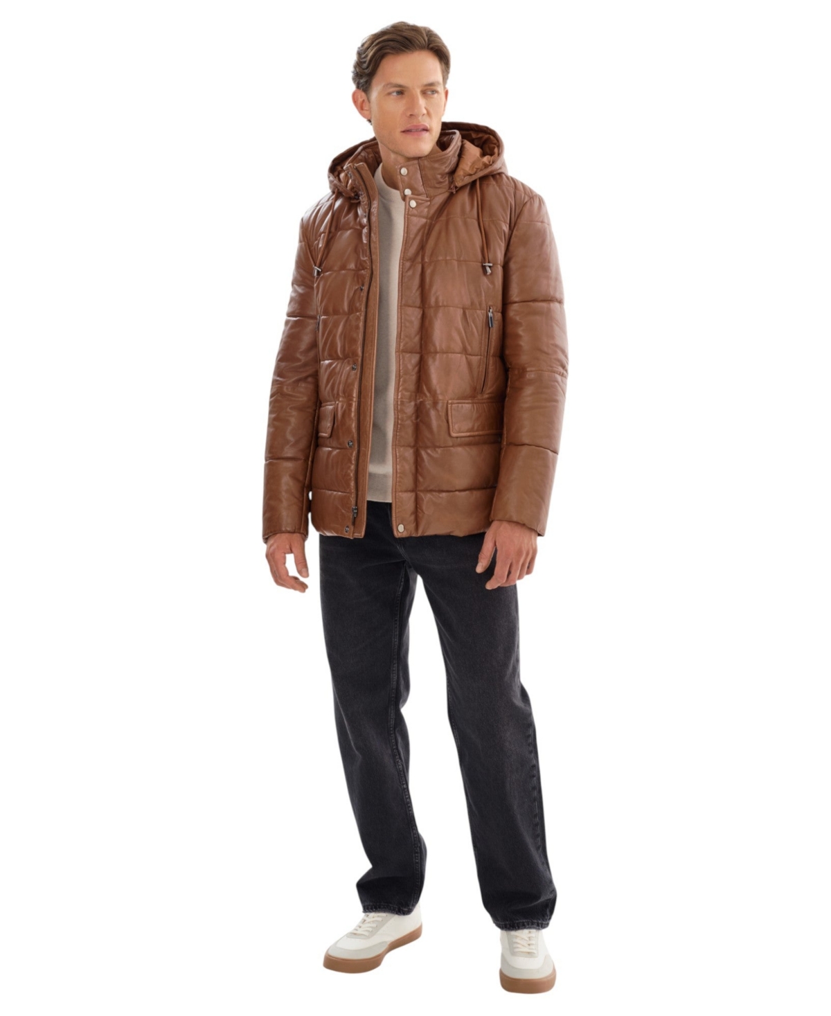 Regency Leathers Men's Clifton 3/4 Puffy with Hood Lamb Largo