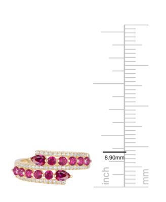 Lab-Grown Ruby (1-1/8 ct. t.w.) & Lab-Grown White Sapphire (1/3 ct. t.w.) Ring in 14k Gold Over Sterling Silver