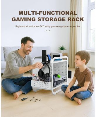 Metal Gaming Console Storage Organizer and Controller Holder