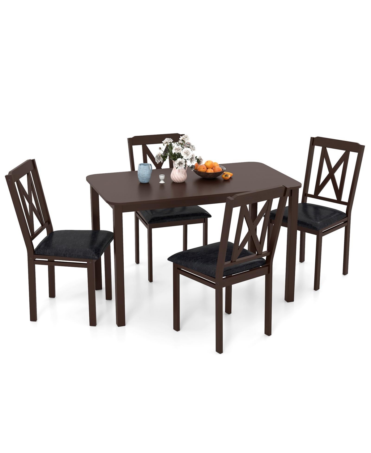 Slickblue Modern 5 Piece Dining Table Set with Wide Top and Wood Legs