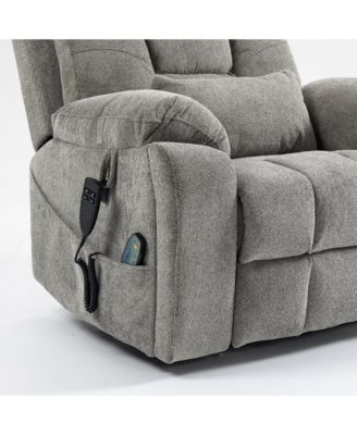 Velvet Electric Lift Recliner with Heating & Massage, Power Lift Sofa Chair with 2 Pocket Cup Holders, 2 Remote Controls,Dual OKIN Motors