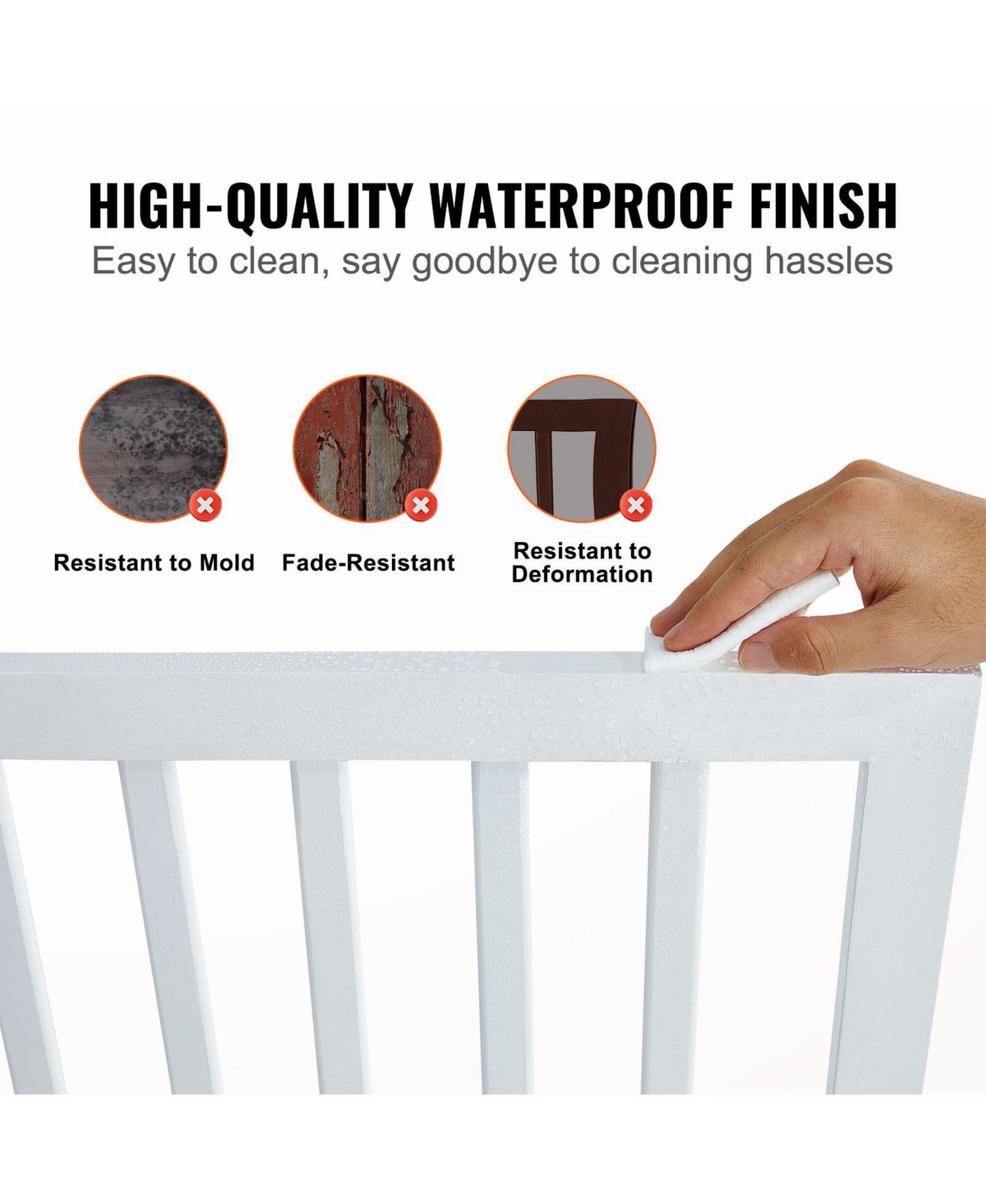 Aostirmotor Freestanding 4-Panel Pet Gate, 24"H, Expands to 80"W, White