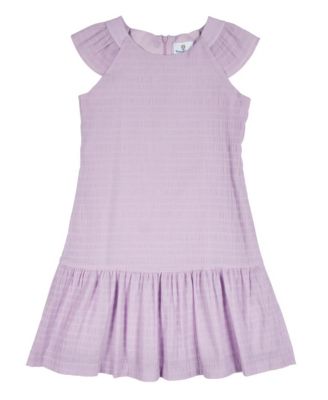 Big Girls Crinkle Lawn Dress With Shirred Hem Ruffle