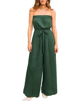 Women's Strapless Smocked Wide-Leg Jumpsuit