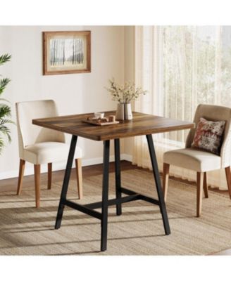 Square Bar Table, 31.1" Industrial High Top Pub Table with Thickened Top, Small Kitchen Dining Table