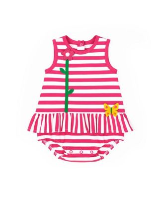 Baby Girl Stripe Knit Romper With Flower