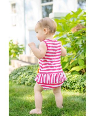 Baby Girl Stripe Knit Romper With Flower