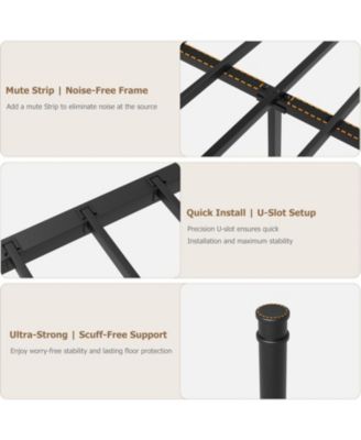 Bed Frame with Headboard and Footboard, Metal Twin Bed Frame w/Circular Design & Storage Space Under Bed, No Box Spring Required, Easy Assembly