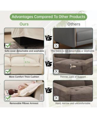 Upholstered Slipcovered Armchair with Ottoman, Chenille Single Seat Sofa Couches Armchair with 2 Large Soft Pillows