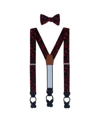 Men's Christian the Romantic Brocade Silk Suspenders and Bow Tie Set