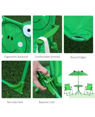 Folding Kids Picnic Table and Chair Set with Adjustable Umbrella