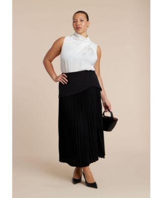 Women's Mixed Media Pleated Skirt