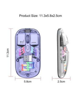 Dual-Mode Transparent Wireless Mouse, 2.4G + Bluetooth 5.0, Magnetic Suction Design, RGB Backlit, 3-Speed DPI, Type-C Rechargeable