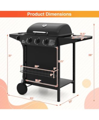 39 000 BTU Outdoor Burner Propane Gas Grill on Wheels