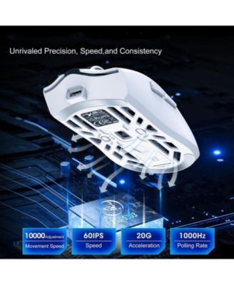 Tri-Mode Wireless Gaming Mouse, Hollow Cooling Design,10000 DPI Adjustable, 1000Hz Polling Rate, BT5.3+2.4G+Wired