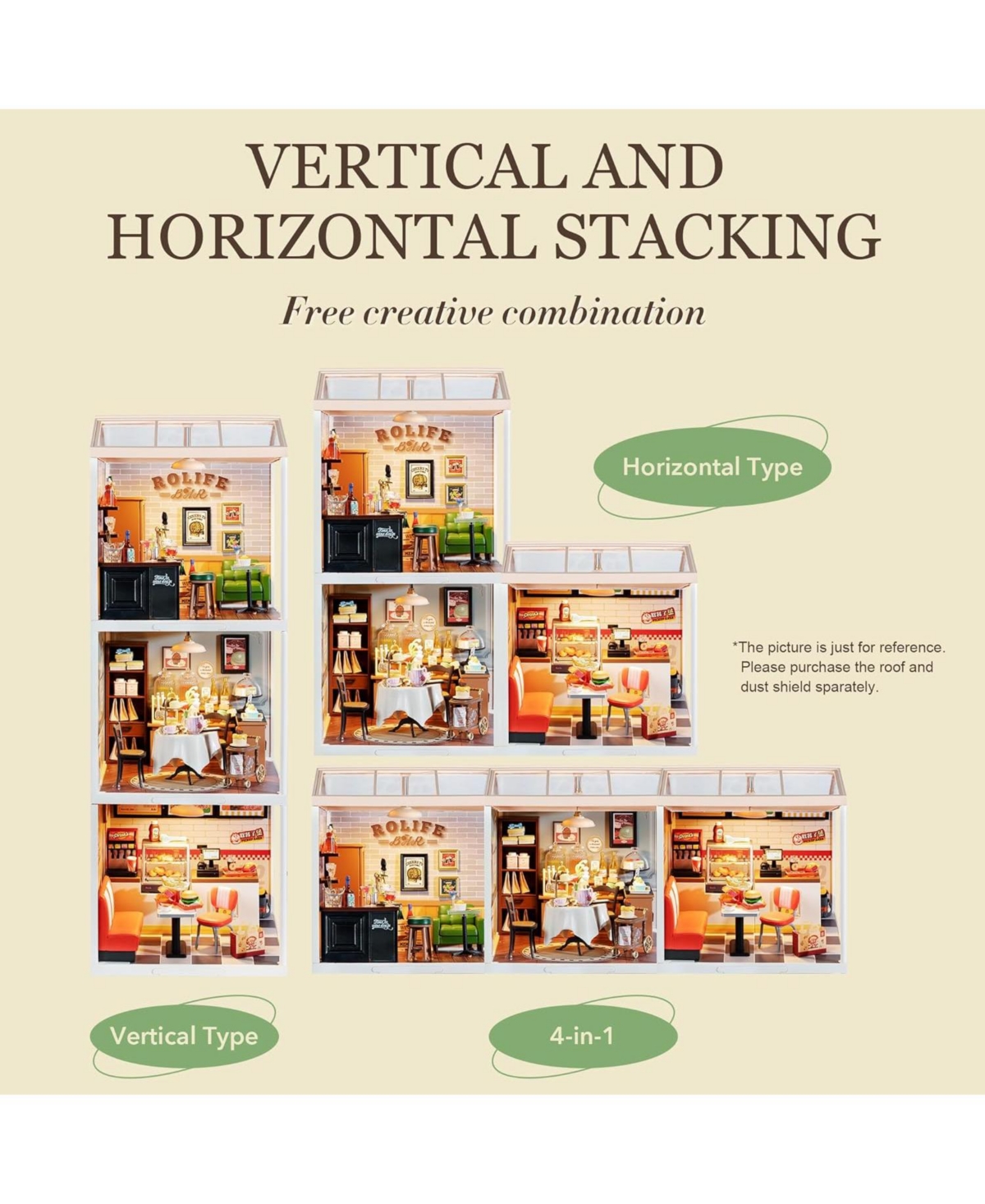 Robotime Miniature House Kit Diy Plastic House Building Toy Set with Led Tiny Store Making Kit Model Craft Hobby Unique Gift Sweet Sips Tea