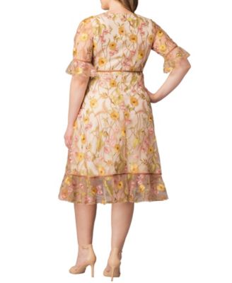 Plus Size Wildflower Embroidered Floral Mesh Cocktail Dress
