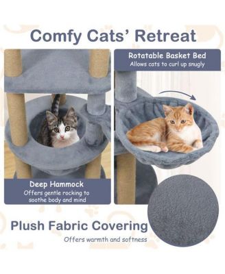 47-Inch Cat Tower with Scratching Posts, Multi-Level Cat Tree for Relaxation and Play, Light Grey