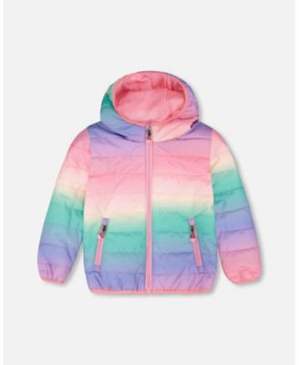 Big Girls Quilted Mid-Season Jacket Multicolor Gradient