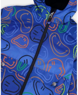 Big Boys Two-Piece Mid-Season Outerwear Set Blue Printed Smileys