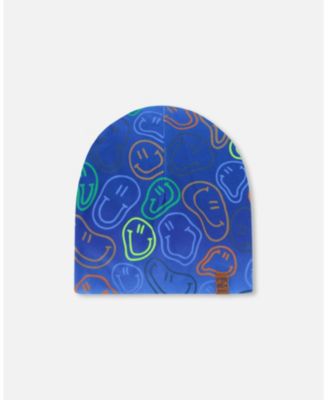 Baby Boys Stretch Jersey Beanie with Smiley Print