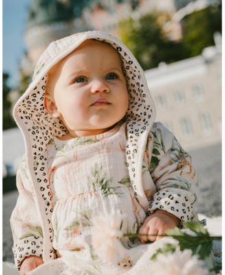 Baby Girls Muslin and Cotton Jersey Reversible Hooded Jacket