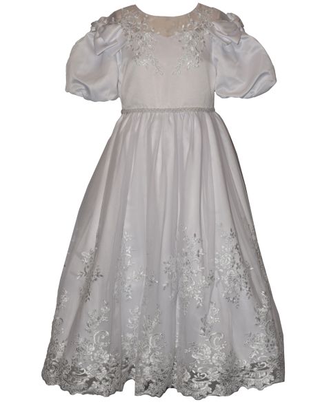 Платье Bonnie Jean Balloon-Sleeved Lace Applique Communion Dress для девочек, цвет: Серый