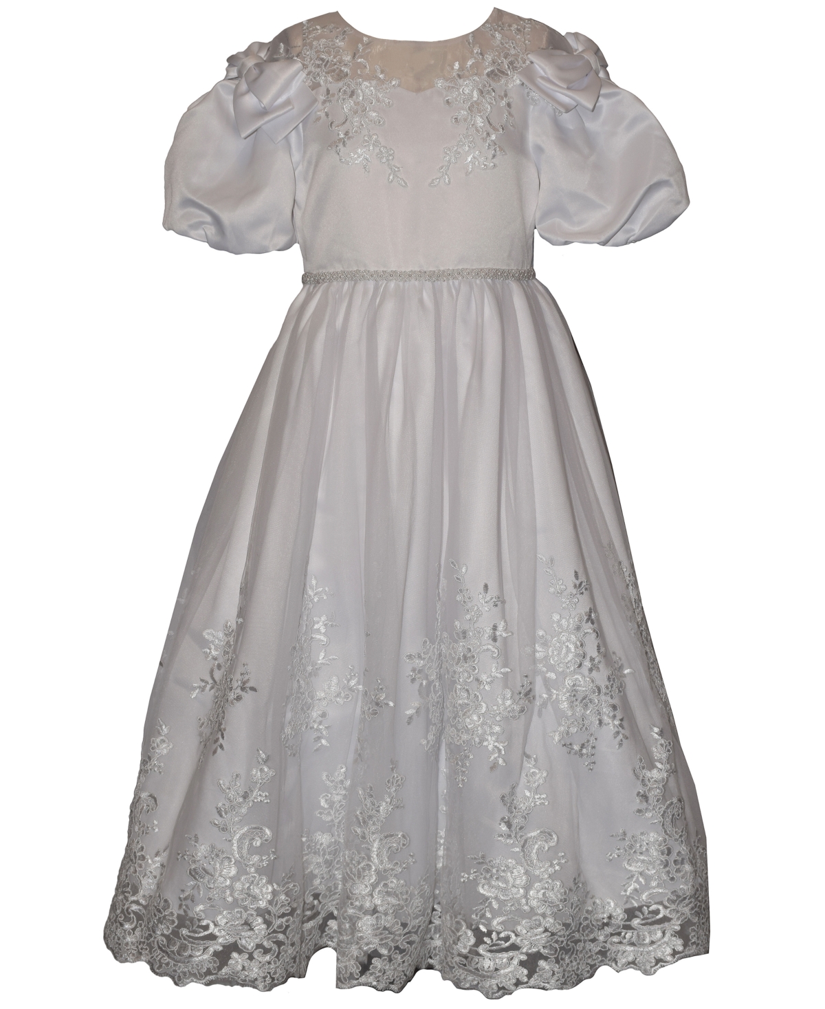Bonnie Jean Girls' 7-16 Balloon-Sleeved Lace Applique Communion Dress