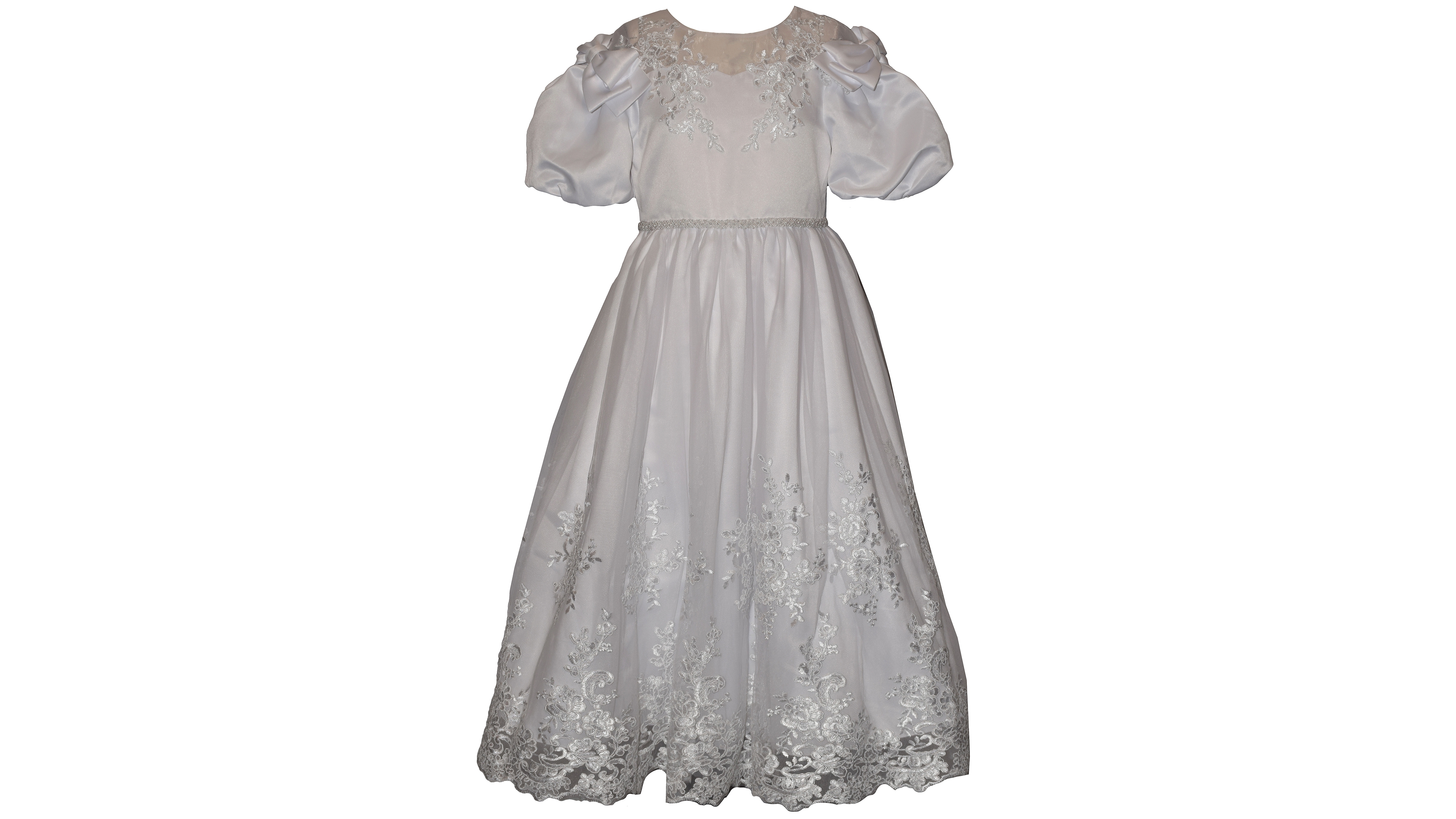 Bonnie Jean Girls' 7-16 Balloon-Sleeved Lace Applique Communion Dress
