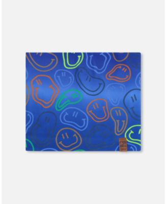 Boys Stretch Jersey Neck Tube Blue Printed Smileys