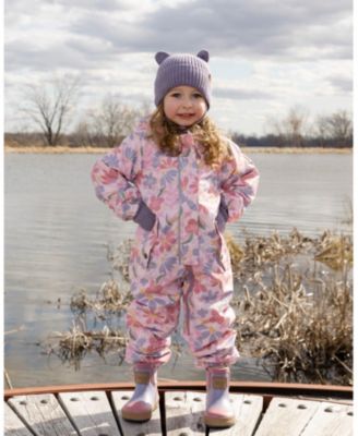 Baby Girl Baby Mid-Season One-Piece Outerwear with Hat Flower Print