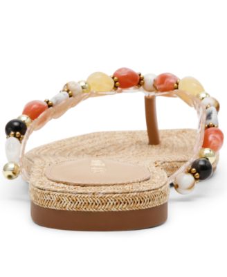 Women's Marble Embellished Square Toe Thong Sandals