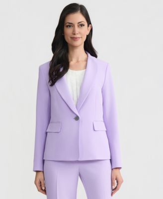 Women's Stretch Crepe One-Button Petal-Lapel Jacket