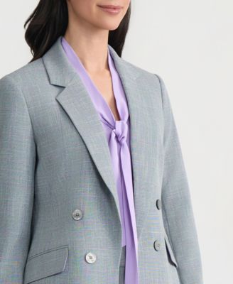 Women's Plaid Faux-Double-Breasted  Notch-Collar Jacket