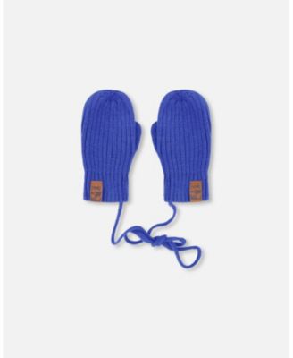 Baby Boys Knit Mittens with Cord