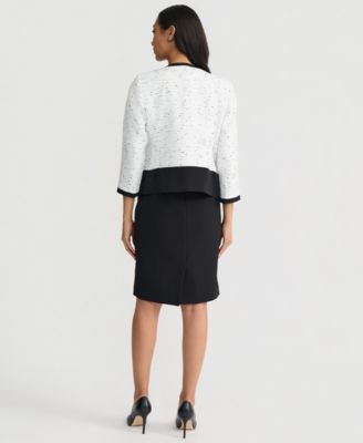 Women's Framed Tweed Collarless Jacket