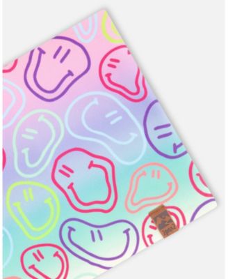 Baby Girls Stretch Jersey Neck Tube Multicolored Printed Smileys