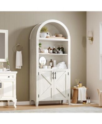 5-Tier Open Display Shelf with Nice Texture, Farmhouse Storage Cabinet for Kitchen