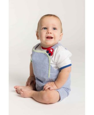 Baby Boy Seersucker Shortall With Cars